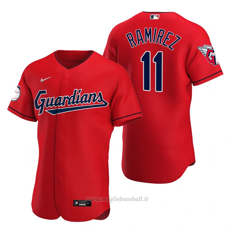 Maglia Baseball Uomo Cleveland Guardians Jose Ramirez Autentico Alternato Rosso